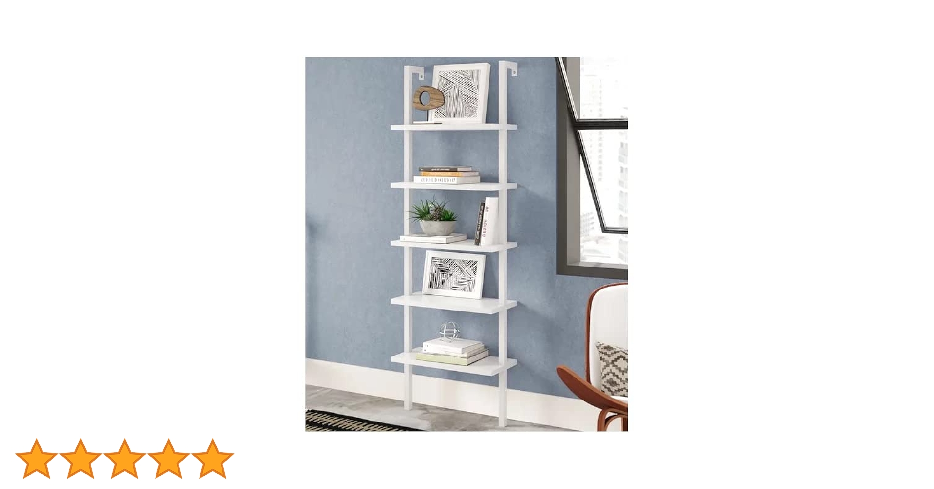 Amazon｜Karl home ラダーシェルフ 5段 壁掛け本棚 メタル